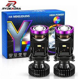 Kit LED H4 30000LM Mini Projetor Automotivo Lâmpada de Farol Alto e Baixo para Carro com Lente