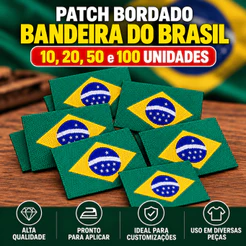 KIT Etiqueta Bandeira Brasil-termocolantes - Para roupas/croche/mochilas/tecidos em geral