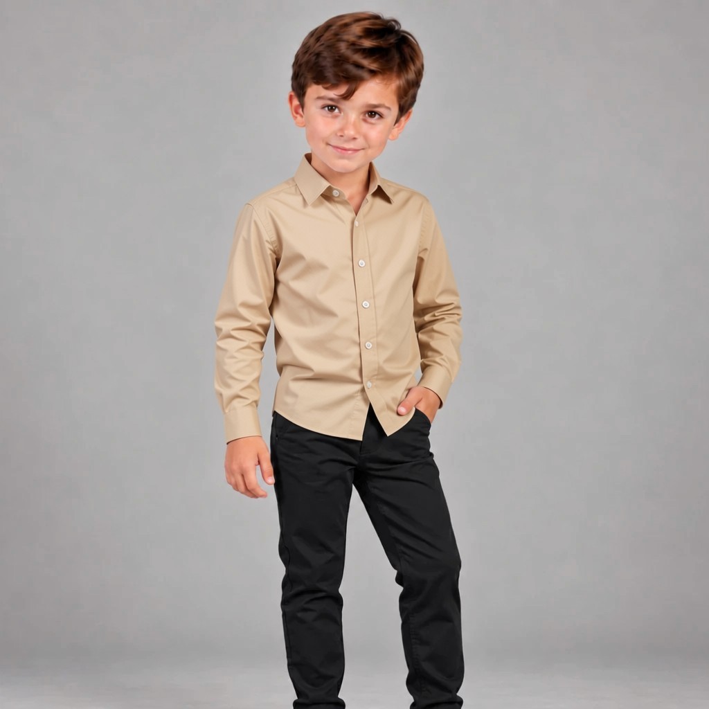 Camisa Social Infantil Manga Longa Clássica — 100% ALGODÃO — imagem 2 de 2