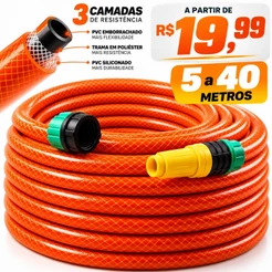Mangueira Jardim Trançada Laranja 05 a 50 Metros Mangueira Com Pronta para uso.