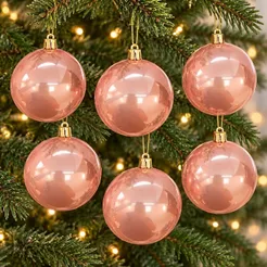 Bola de Natal em Tubo - Perolado Rose Gold - 8cm - 6 unidades - Cromus - Rizzo