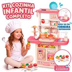 Cozinha Infantil Grande Completa Fogão Pia Geladeira Forno Água De Verdade Luz e Som Brinquedo Meninas
