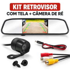 Retrovisor Visor Espelho Tela Lcd Veicular + Câmera De Ré
