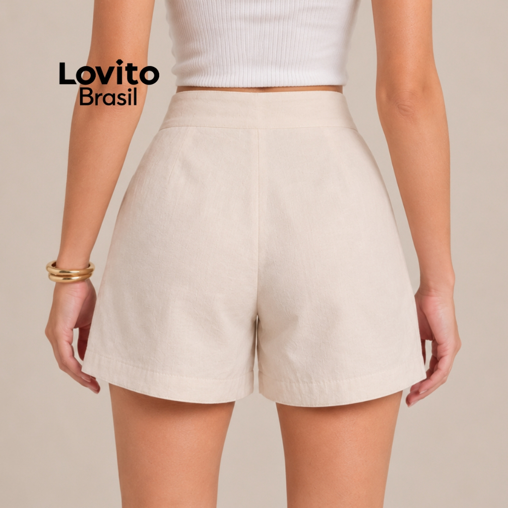 Lovito Shorts Alfaiataria com Bolso Frente Moda Feminina STB21422172 — imagem 2 de 2