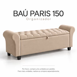 Baú Recamier Divã Paris Capitonê 150cm Para Cama Queen Tecido Suede Estrutura em Madeira - AV