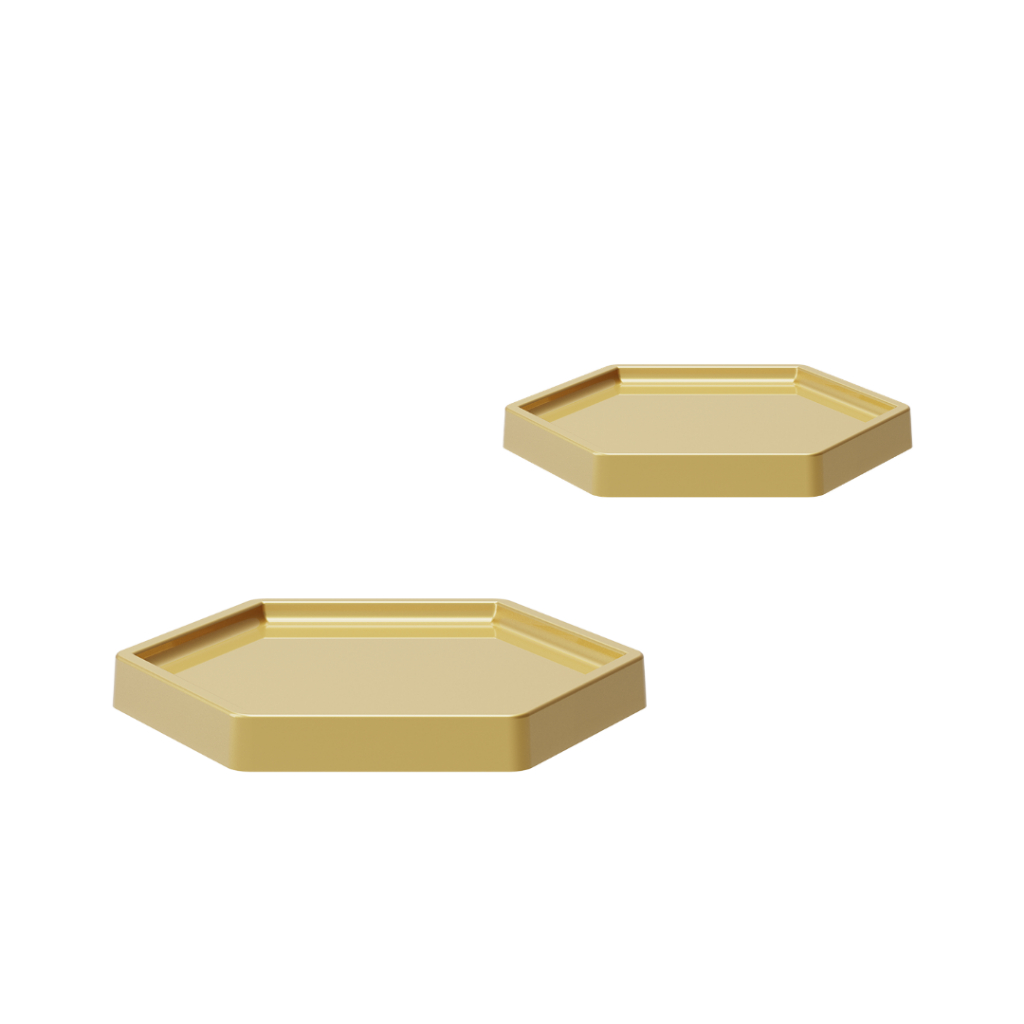 Kit 2 Bandejas Decorativa Sextavadas – 1 Tam. 16x18 e 1 Tam. 18x20,5 para Eventos, Festas, Doces