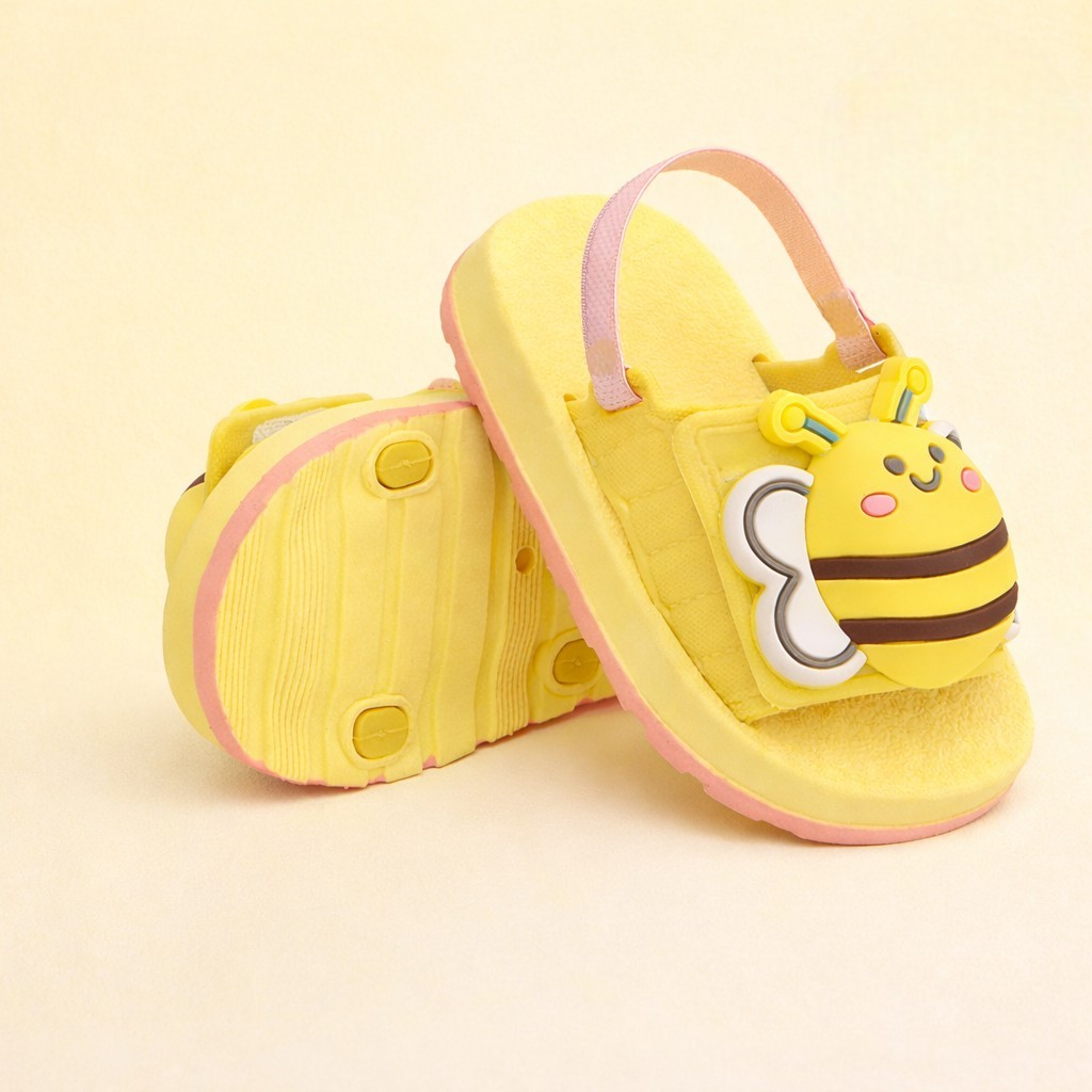 Sandália Infantil Feminina Abelhinha 3D Papete Bebê Antiderrapante Super Confortável Leve Macia Com Elástico