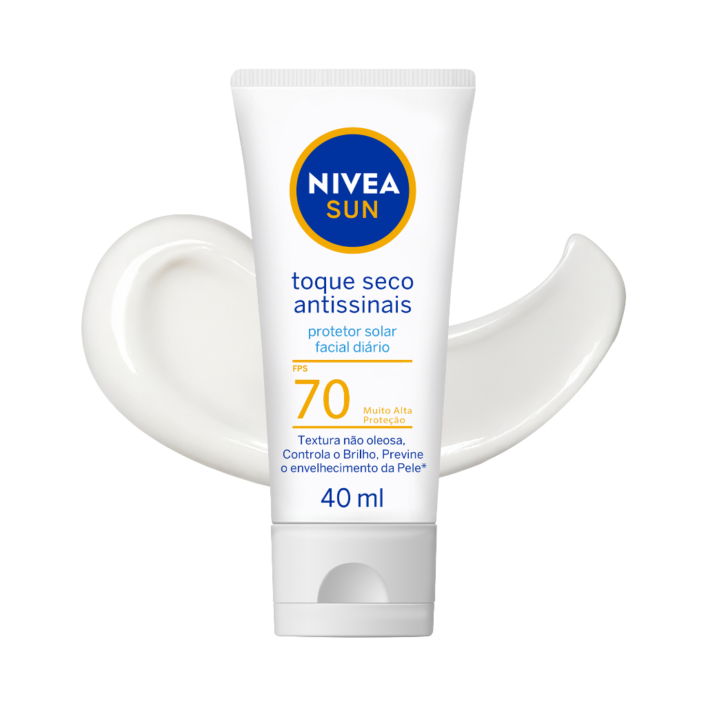 NIVEA SUN Protetor Solar Facial Toque Seco Antissinais FPS 70 40ml BBB 26