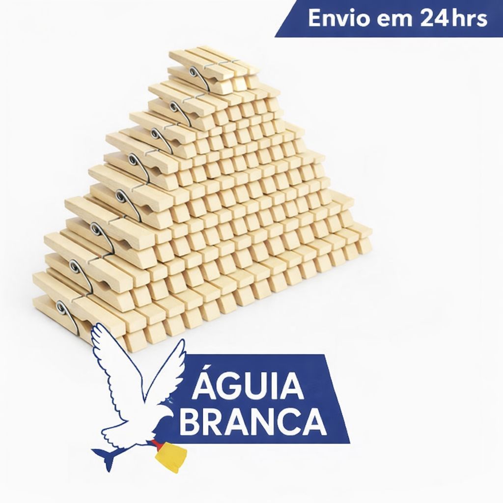 Pregadores De Madeira Águia Branca - Kit 12 a 120 Unidades