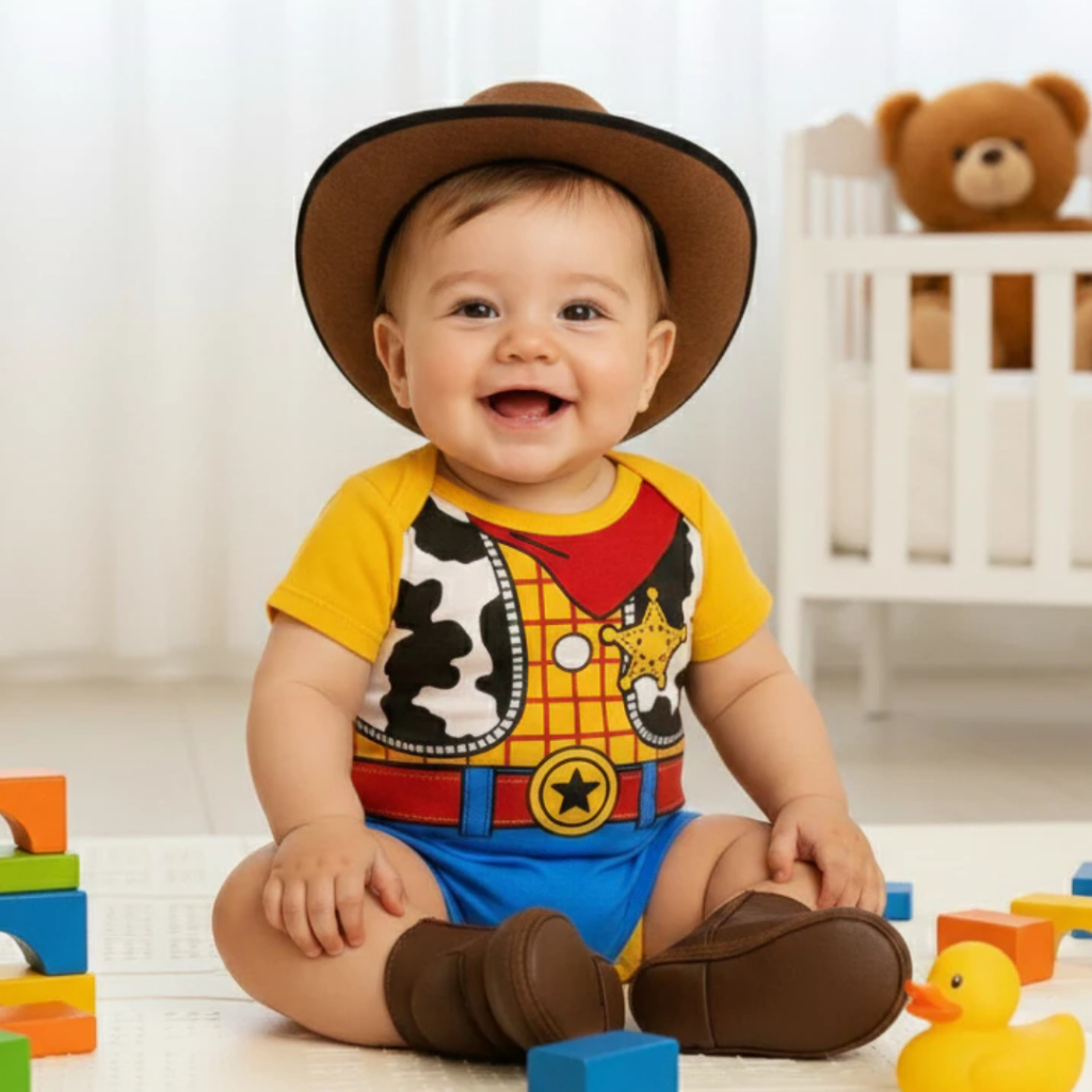 Body Bebê Infantil Mêsversário Temático Woody Toy Story Super PremiumConfortável Linha