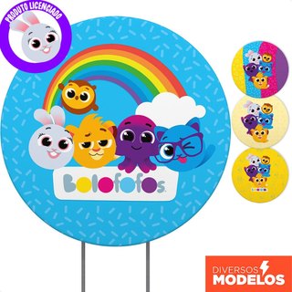 Painel Redondo 150x150 Bolofofos Decoração Aniversário Infantil Sublimado Tecido C/Elást- Licenciado