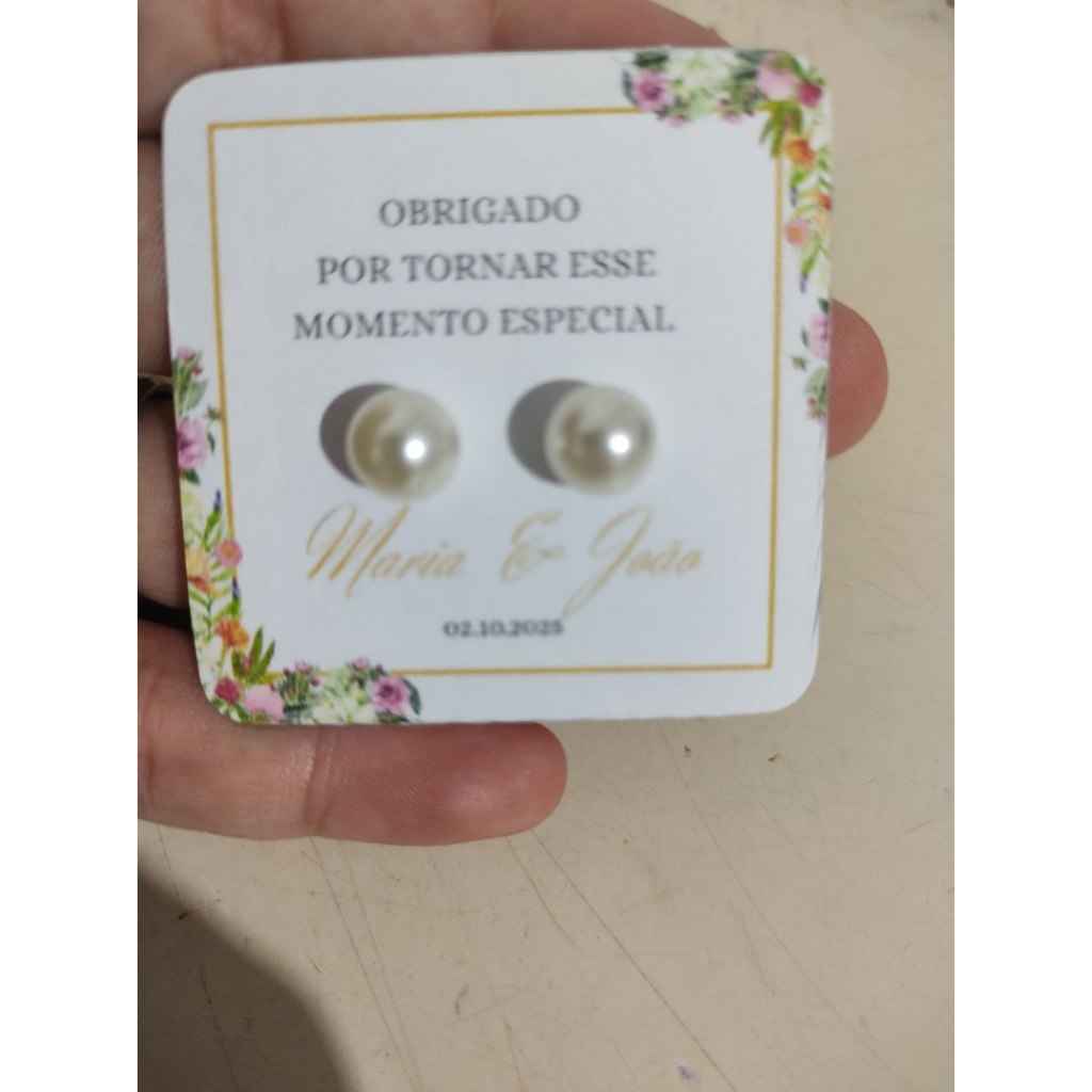 💎 Lembrancinha de Casamento  personalizado– Brinco com Card Personalizado 6x5 cm