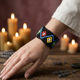 Pulseira Indígena Boho de Miçangas Artesanal Ajustável Unissex Exclusiva