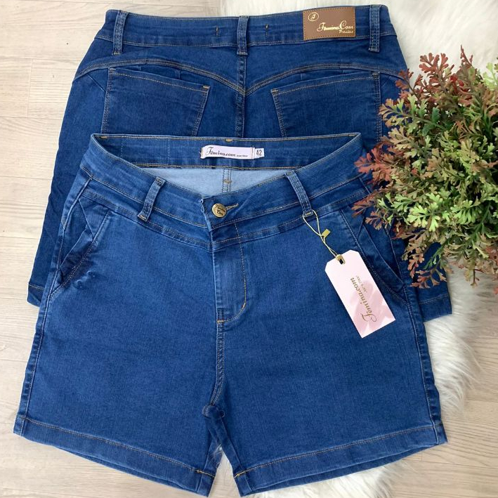 Short Feminino Bermuda  meia coxa  com Elastano Cós Alto Empina Bumbum Do 42 ao 58