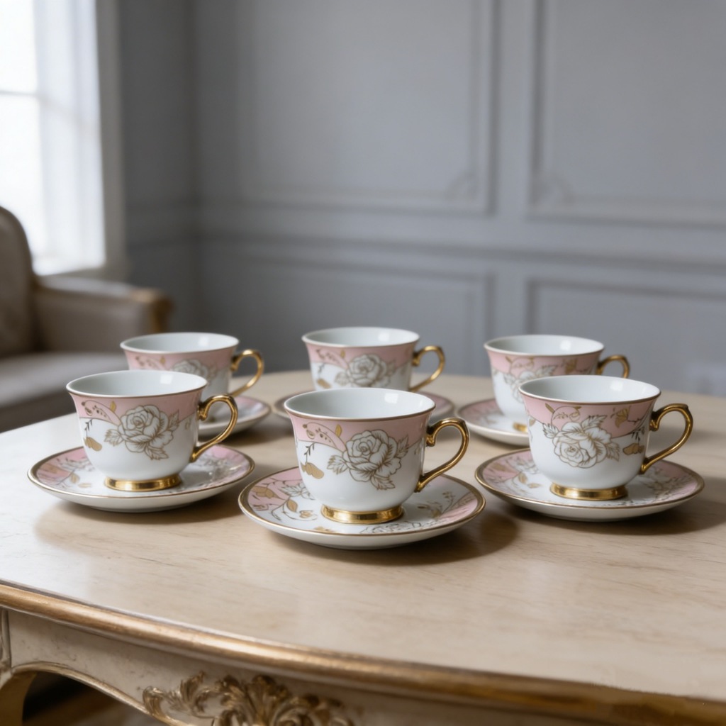 Xícara de café kit com 12 peças de Cerâmica em porcelana Presente Dia das Mães