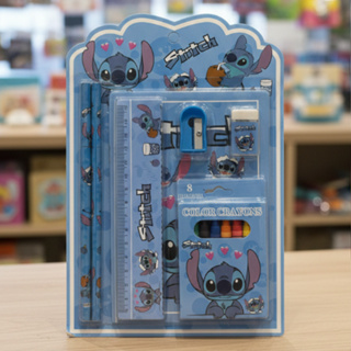 Kit Escolar Criativo Stitch Azul 7 Itens Caderno Desenho Giz de Cera Apontador 2 Lapis e Borracha em Oferta na Shopee