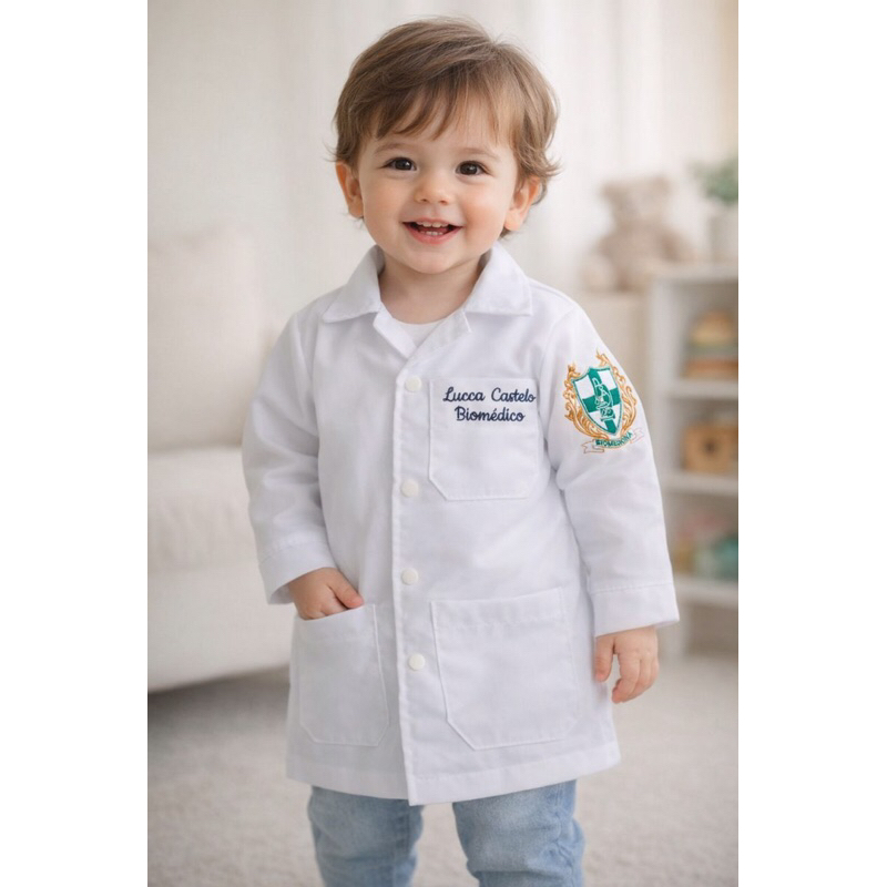 Jaleco Infantil Brasão Biomedicina Bordado