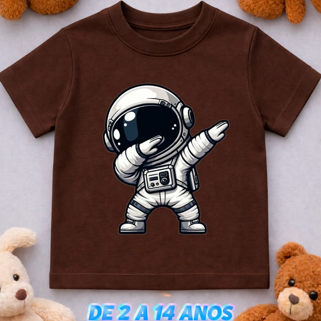 Camiseta Infantil Juvenil Astronauta Algodão Conforto Diário Menino Unissex