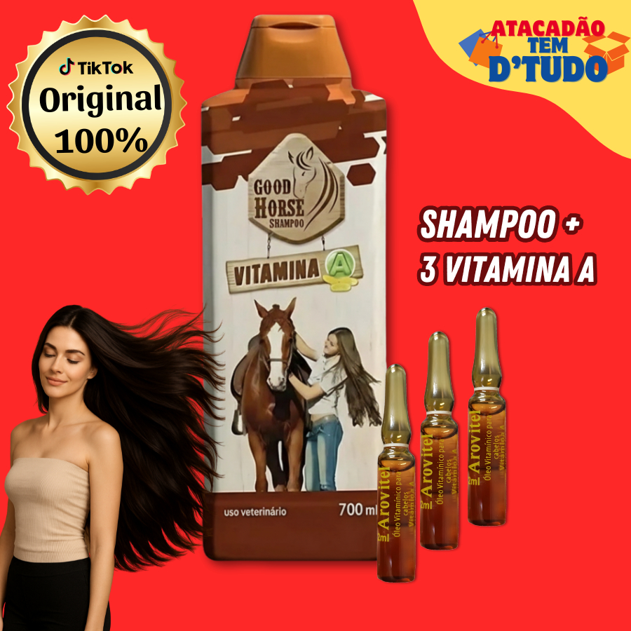 Good Horse + 3 ou 5 Vitaminas Arovitel Vitamina A 2ml Brilho Força e Cabelos Saudáveis Cresce Cabelo em Oferta na Shopee
