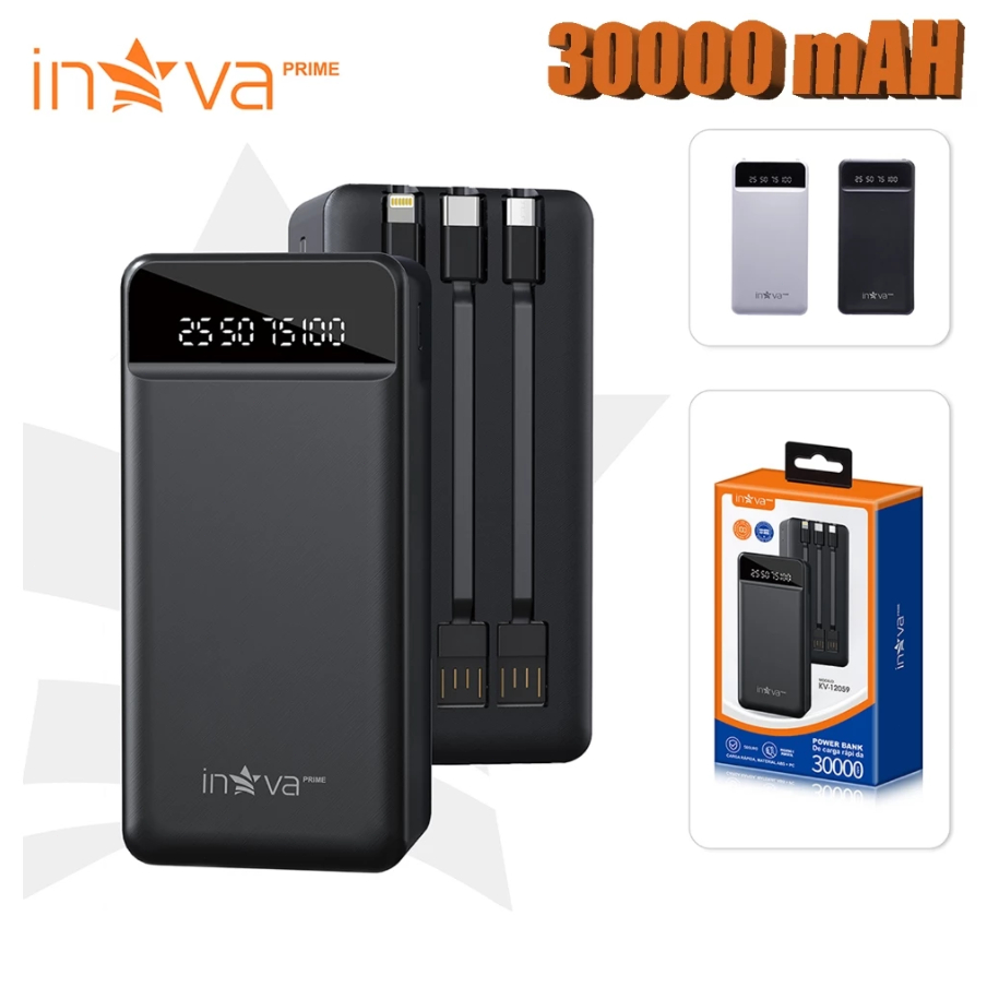 INOVA power bank 30000mAh turbo viagem Carregador Portátil Universal Original 3 cabo dados 20000mAh