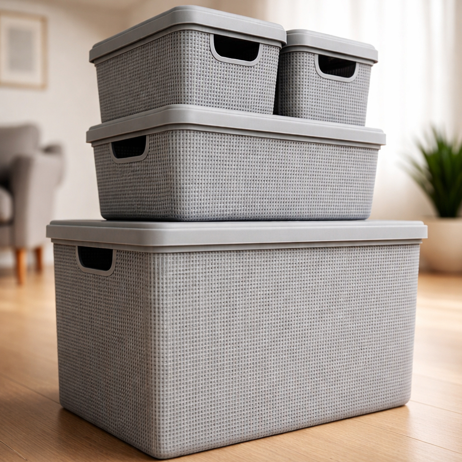 Kit 4 Caixa Organizadora com Tampa Cesto Grande em Plástico 22 L 5 L 1,8 L em Oferta na Shopee