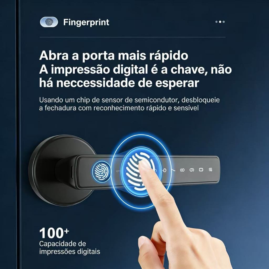 Fechadura Digital RAYKUBE com Biometria e Senha | Bluetooth | Tuya Smartlife App | Sem Chave | Alta Segurança