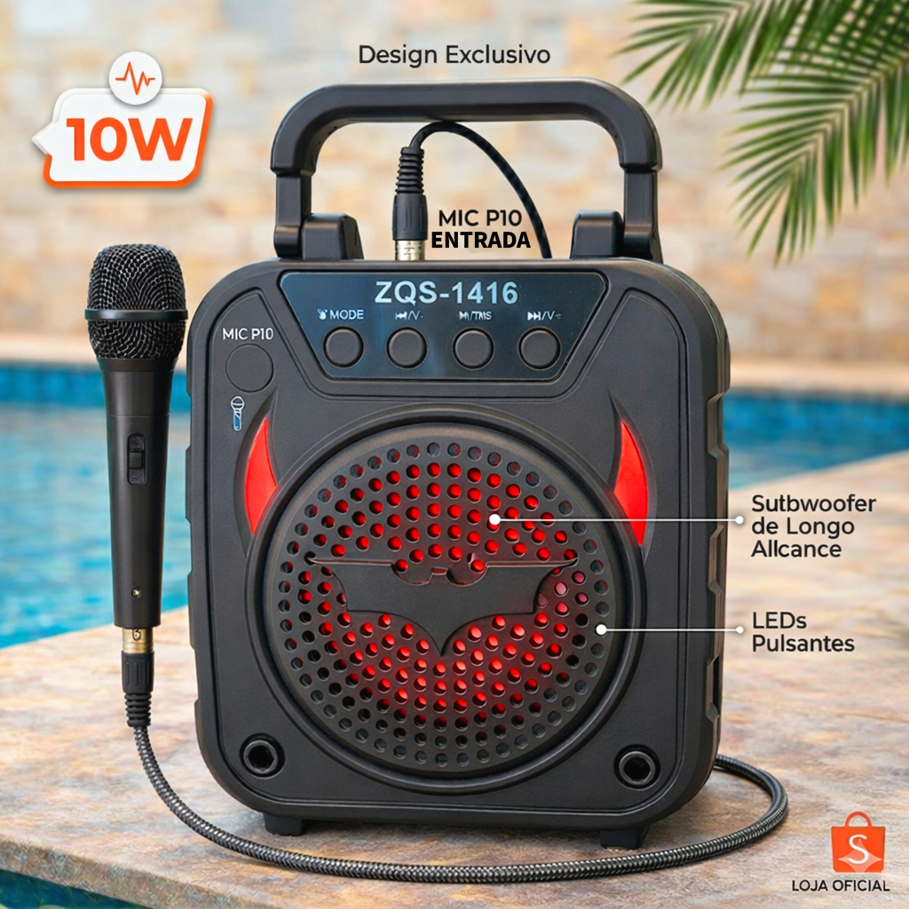 Caixa De Som 10W Bluetooth Potente - Pendrive/FM/SD - Postagem em 24h (SP) em Oferta na Shopee