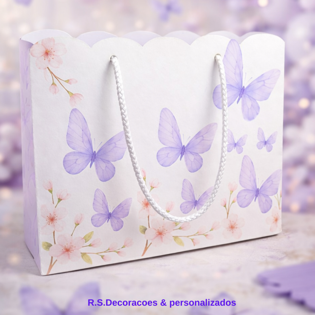 ENVIO EM 24H! kit 10  Sacola personalizada Lembrancinhas Jardim das borboletas- JARDIM ENCANTADO- Pegue e Monte
