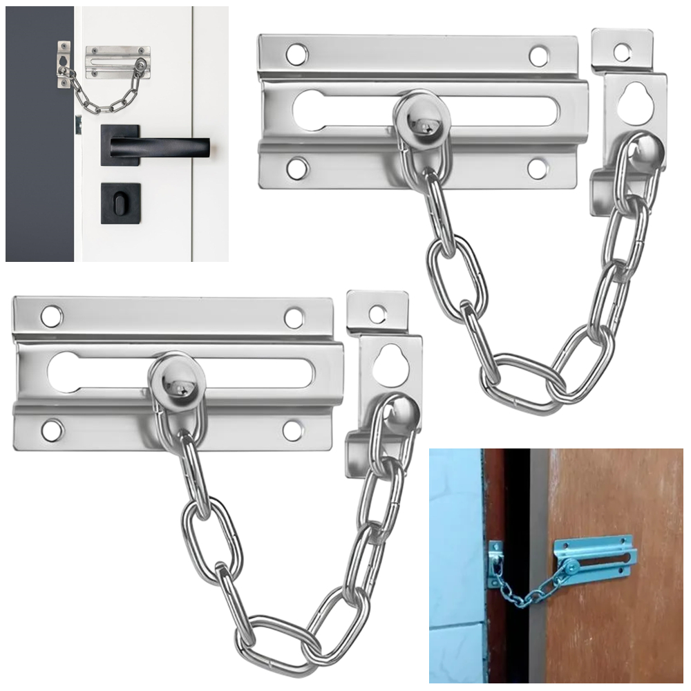 Fecho Tranca De Porta Segurança Trava Pega Ladrão Ferrolho Fechadura Trinco Com Corrente Casa Apto em Oferta na Shopee