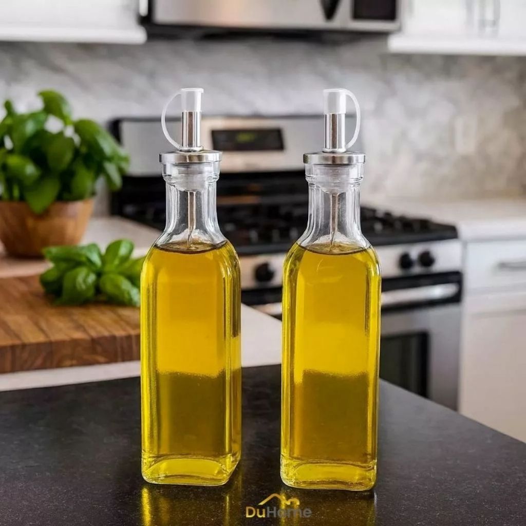 Galheteiro Porta Azeite Vinagre Dosador Vidro Vinagreiro Azeiteiro 150ML + 250ML Duhome