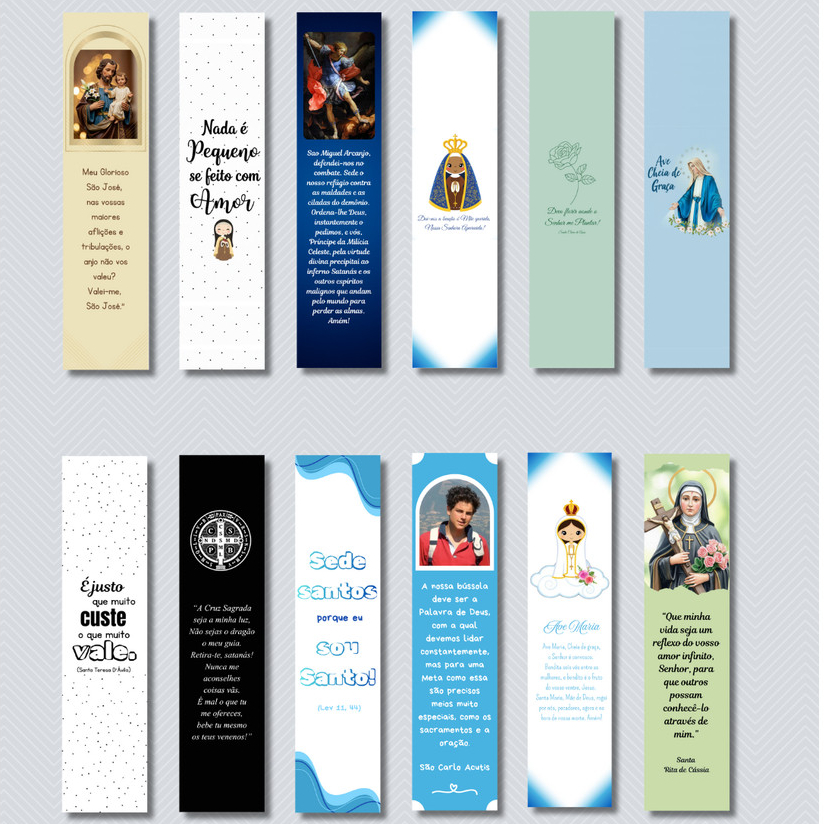 Marca Páginas Católico kit com 12 unidades sortidos