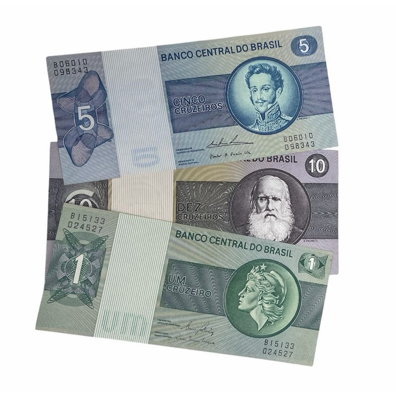 3 cédulas brasileiras antigas diferentes de cruzeiro(cód 88)