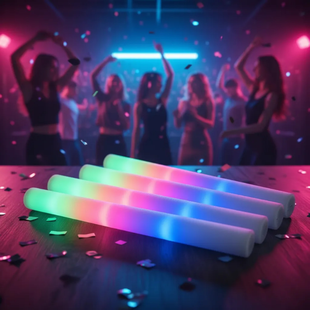 Kit Bastão Led Espuma Casamento Balada Neon Pisca Festa