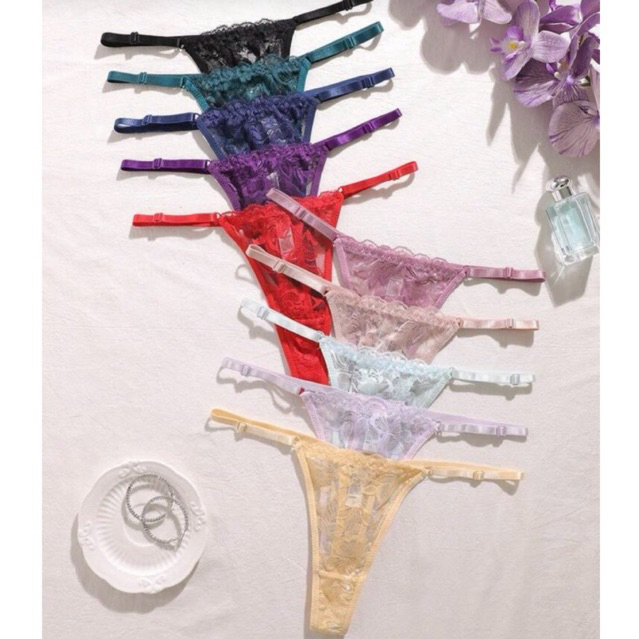 Kit 10 Calcinhas Fio dental de renda com Regulagem na lateral Calcinha Sexy Confortavel Sensual string lingerie feminina