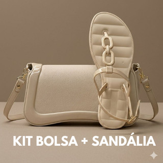Kit Bolsa Ombro + Sandália Corrente Feminina Injetada Em Pvc Barato Promoção