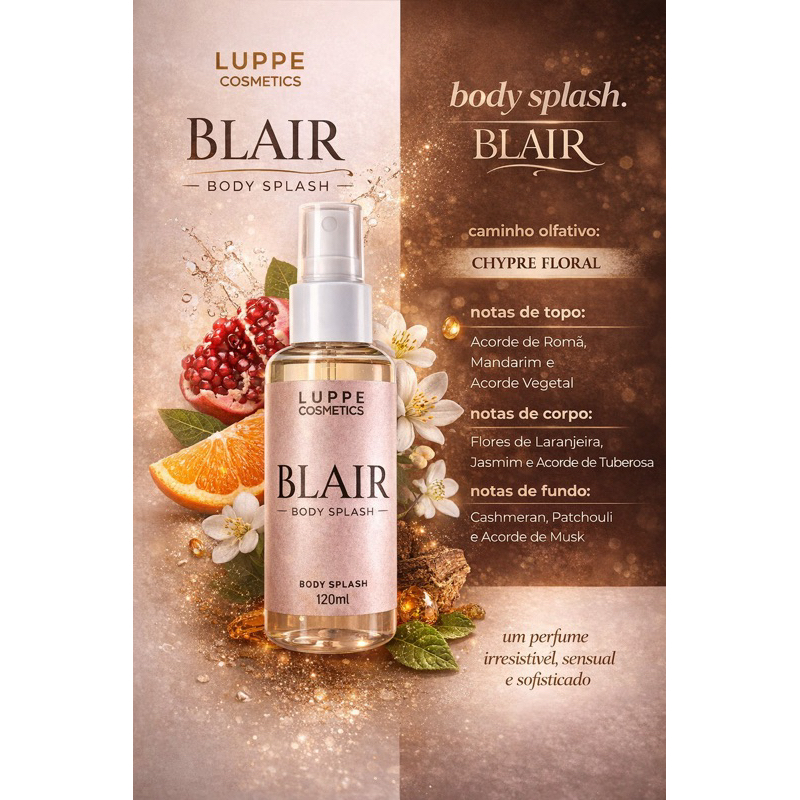 Body Splash Blair Luppe 120ml - Alta fixação e perfumaria fina | Dia e noite | Feminino | dia das mulheres
