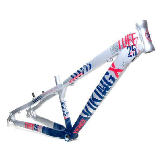 Quadro Aro 26 VikingX Tuff X-25 Alumínio - Prata/Azul Freeride Dirt Jump Original