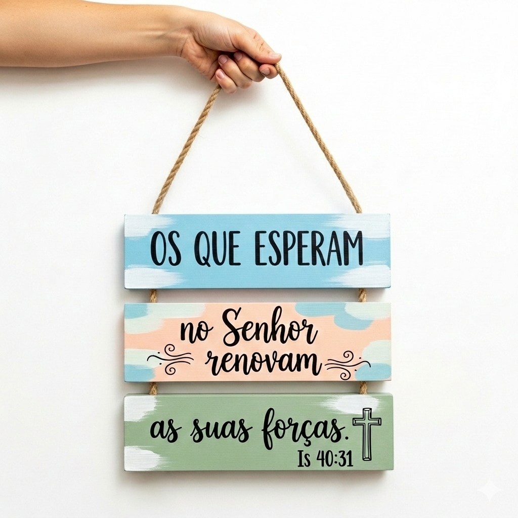 Plaquinha Decorativa Religiosa Os Que Esperam No Senhor Renovam As Suas Forças Versículo Isaias 40:31