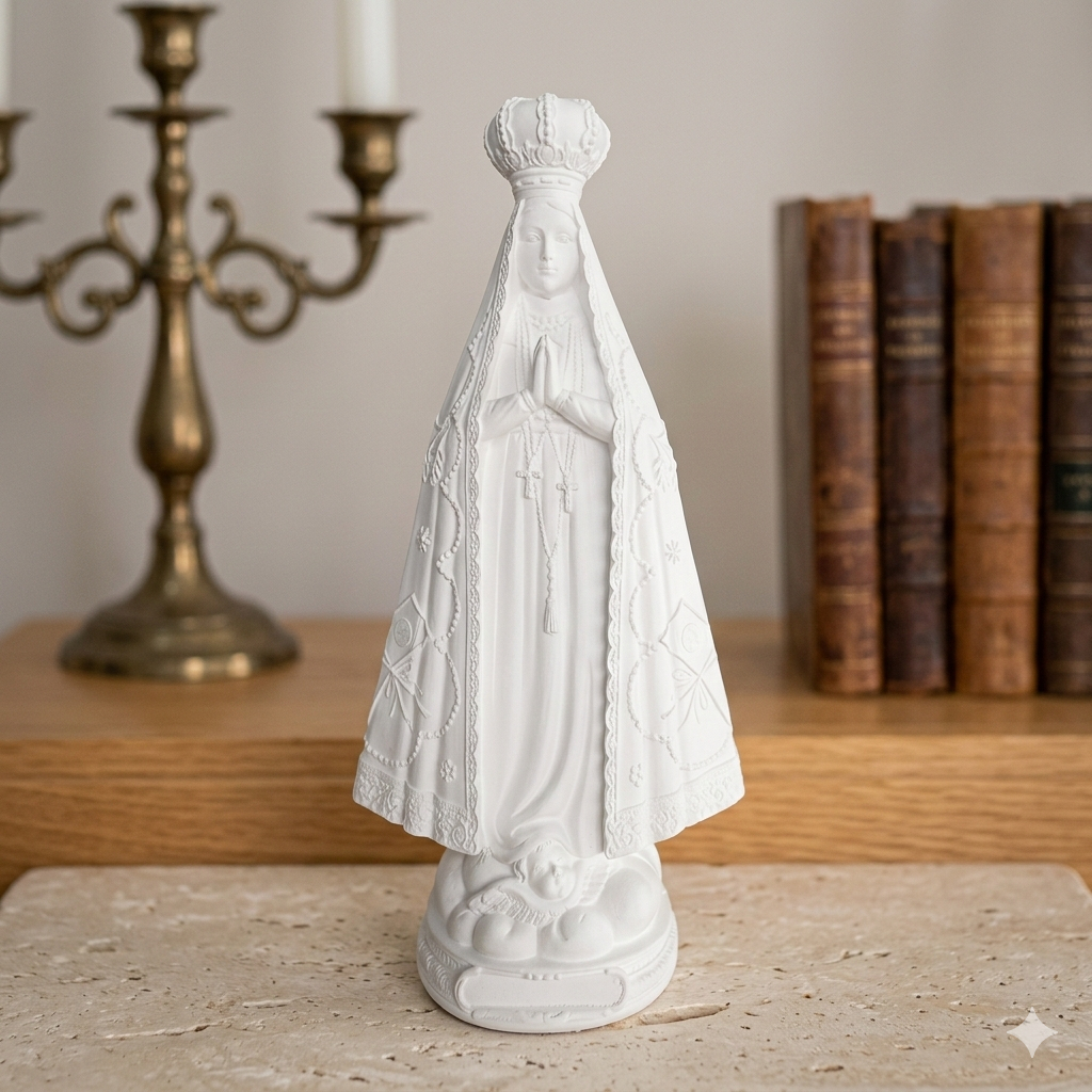 Kit 2 4 ou 6 Nossa Senhora Aparecida com Estrela 30cm Gesso Cru Branco Imagem Sacra Artesanato Católico