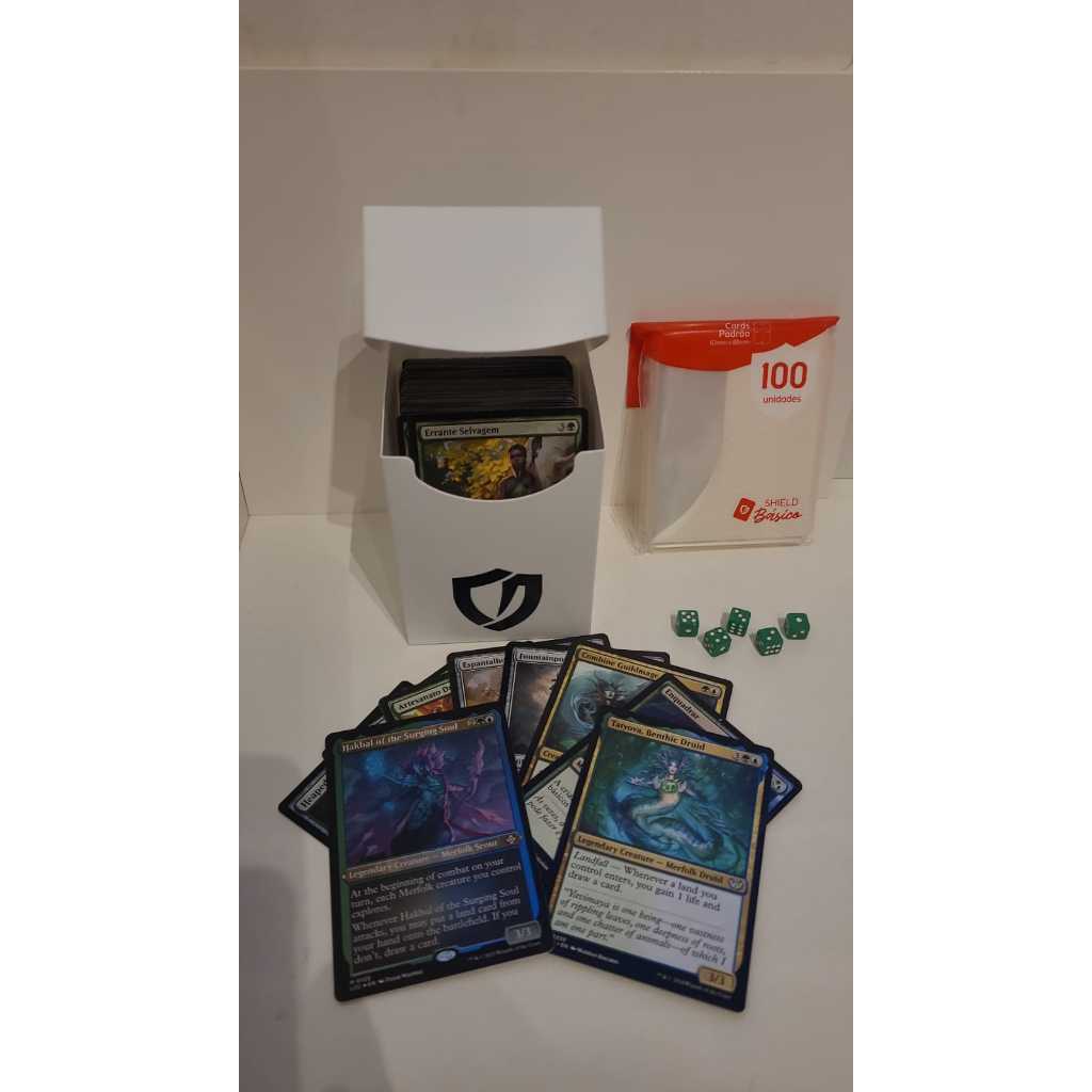 Kit do Comandante Commander MTG Magic The Gathering (Deck Box + Deck + Sleeves + Conjunto de Dados)
