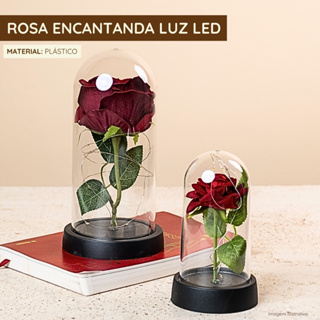 Rosa Encantada com Luz LED – Cúpula Transparente | Decoração Romântica | 2 Tamanhos em Oferta na Shopee