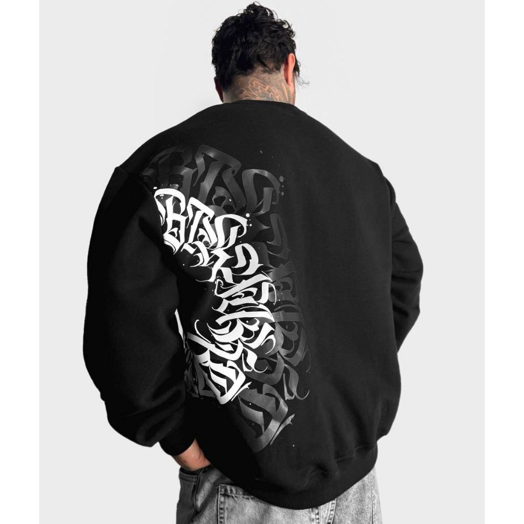 Moletom Careca 3 Cabos Graffiti Monochrome Aftersoul Unissex Plus Size P ao G3 100% Algodão