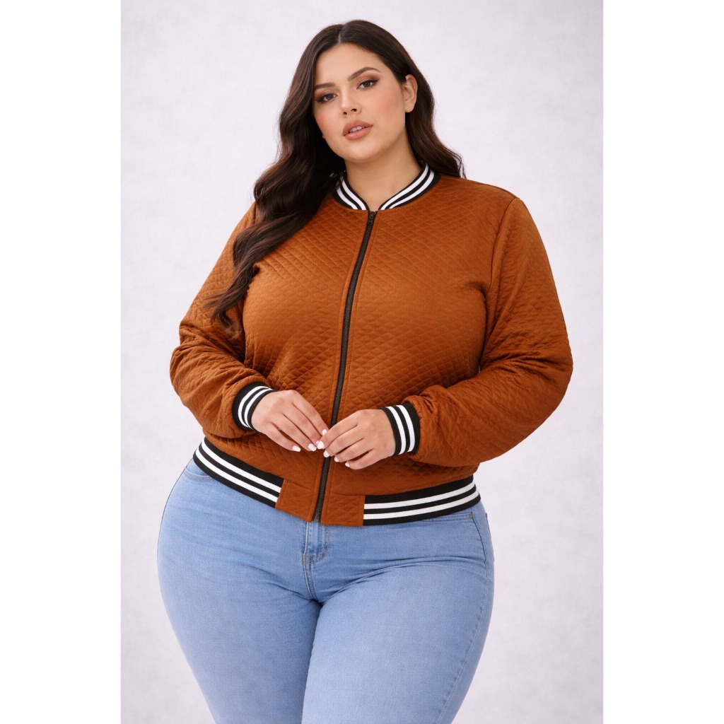 Jaqueta Bomber  Plus Size Feminina  Blusa Social Meia Estação Oferta Hoje