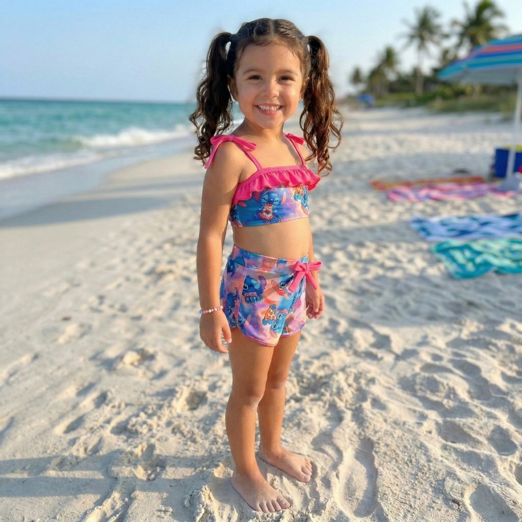 Conjunto Biquini Shortinho Proteção UV50+ Estilo Moda Praia Verão