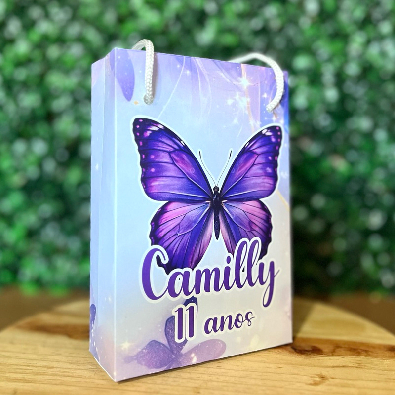 10 - 30 Sacolinha Surpresa Personalizada para Lembrancinha de Aniversário Borboleta Roxa - Borboleta Lilás - Adolescente