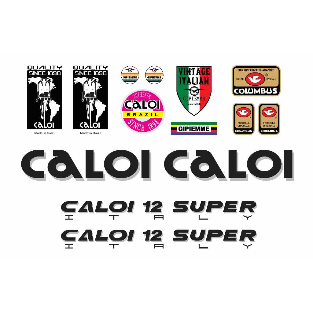 Adesivos Bicicleta Caloi 12 Super Italy Preto