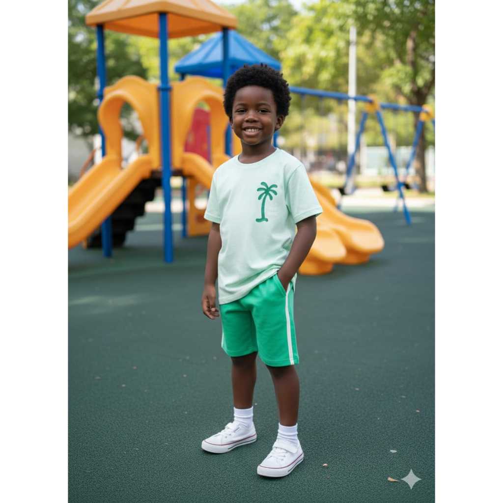 Conjunto Infantil Masculino Camiseta Estampada e Bermuda Moletinho 100% Algodão Tam 6