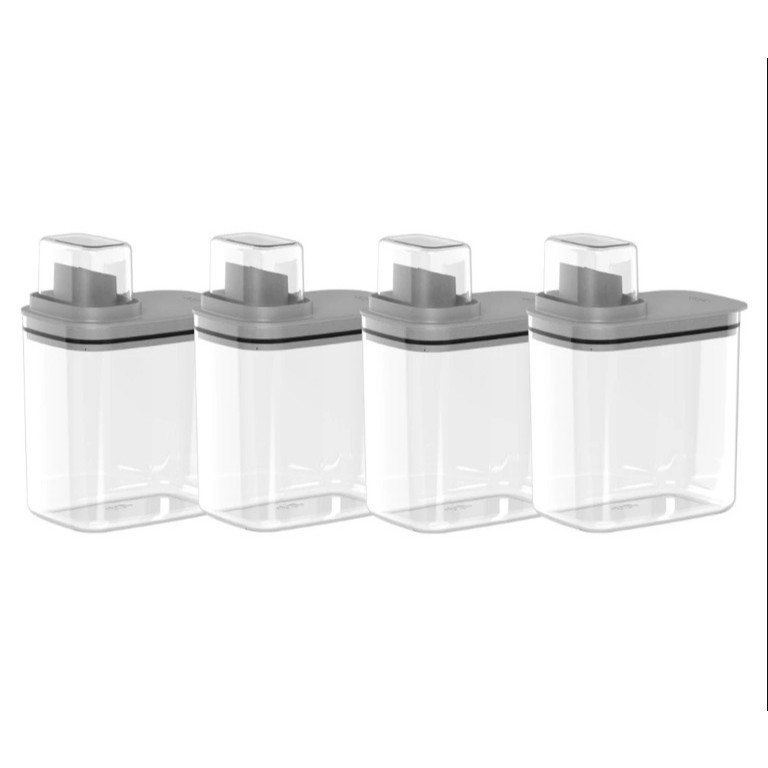 Kit 4un Dispenser Flow 1,5 Litros Porta Sabão Líquido Amaciante Alvejante Organizador de Lavanderia