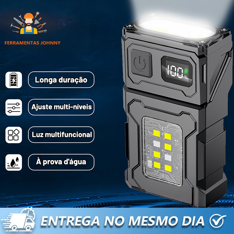 Luz De Trabalho Portátil Recarregável USB Super Brilhante Clipe De Chapéu À Prova D'água Com Uso Externo Longo Alcance