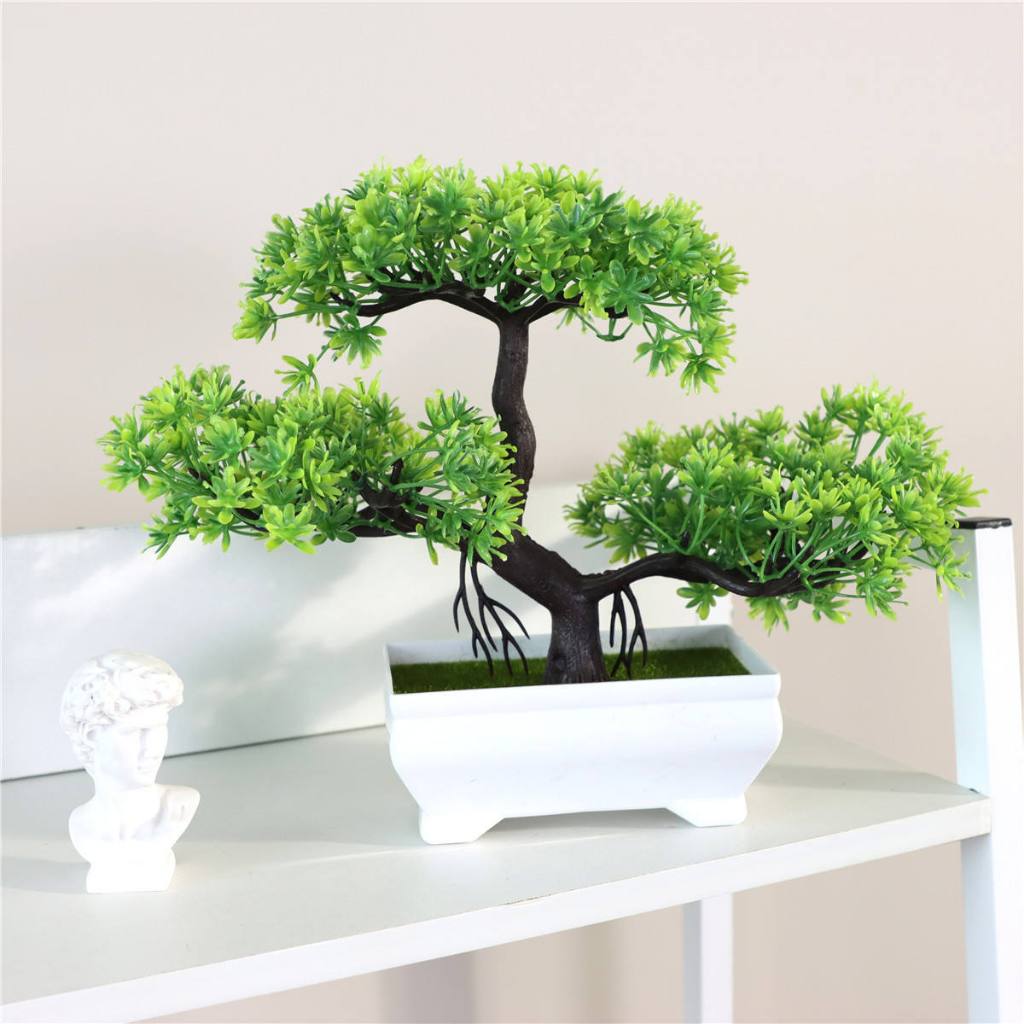 Bonsai Planta Artificial Realista Pinho Decoração Enfeite Mini árvore Com Vaso em Oferta na Shopee